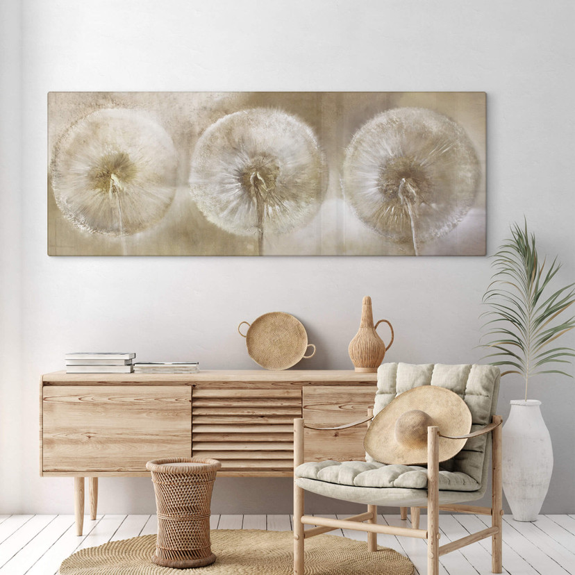 Tableau sur verre acrylique Schmucker Trois pissenlits - Panorama
