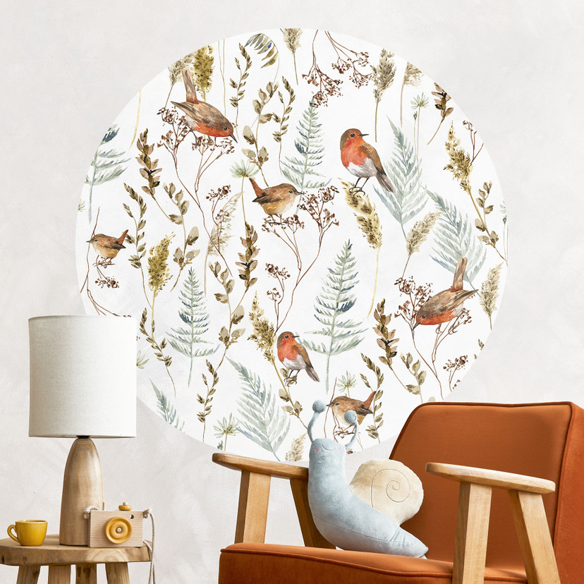 Vinilo decorativo Gorriones y petirrojos - UN Designs - Redondo