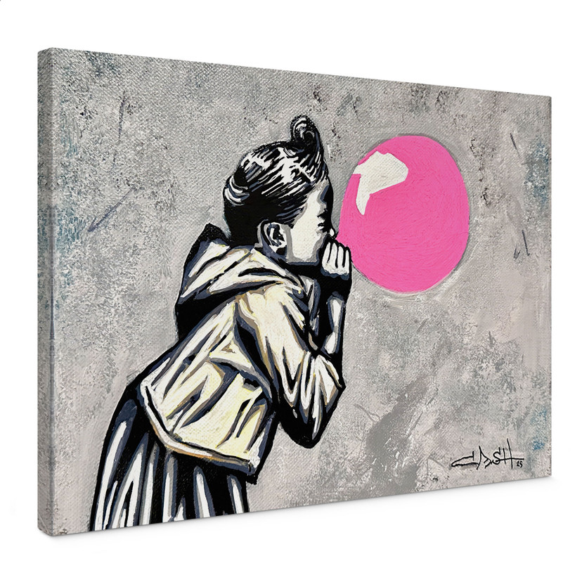 Leinwandbild Pink Bubblegum Streetart - Habib