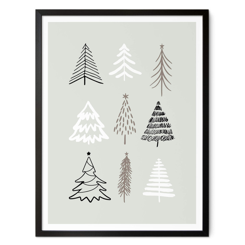 Plakat świąteczny - Ilustracja choinek - Kristina