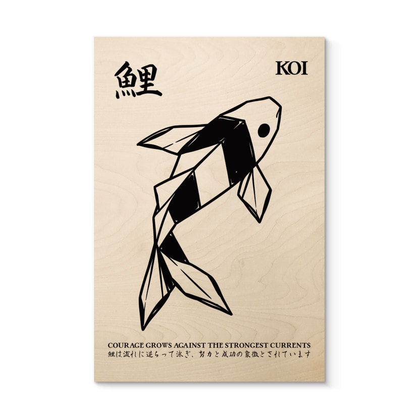 Houten Wanddecoratie Geometrische Koi Origami - Krygowski