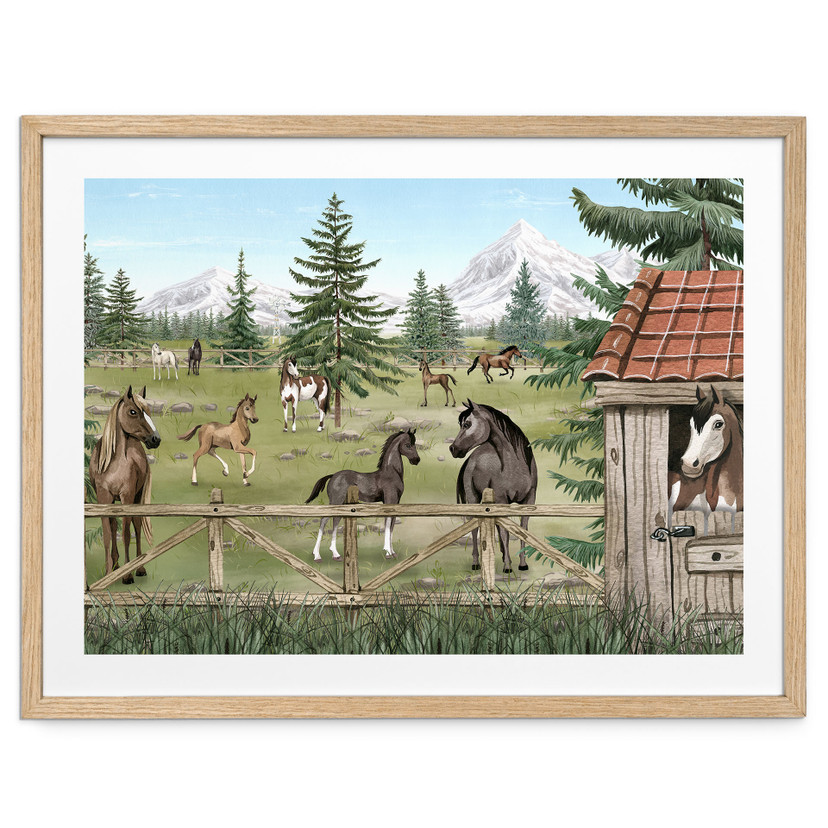Poster Enclos à Chevaux dans le Parc Naturel - Oliver Robins