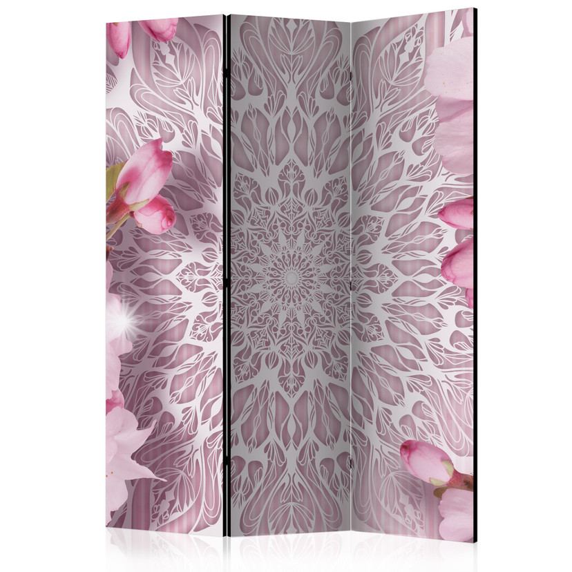 Screen room divider - Mandala i pastelfarver, 3-delt - 135x172 cm
