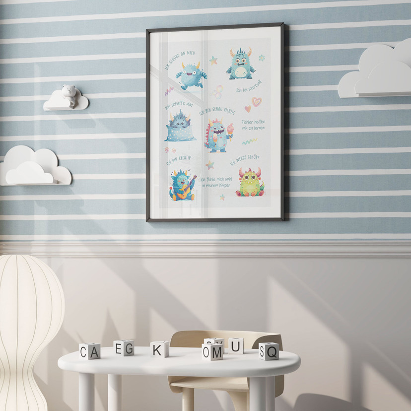 Affirmationsposter Monster für das Kinderzimmer