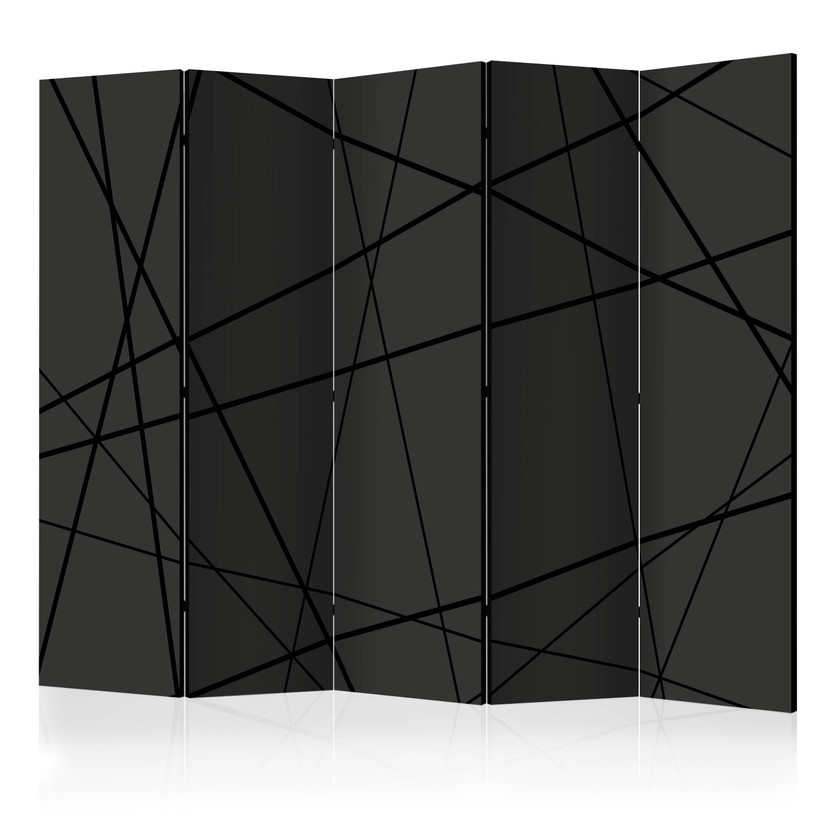 Screen room divider - Mørkt edderkoppespind, 3-delt