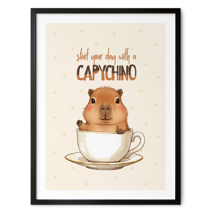 Plakat z kapibarą w kawie - Capychino