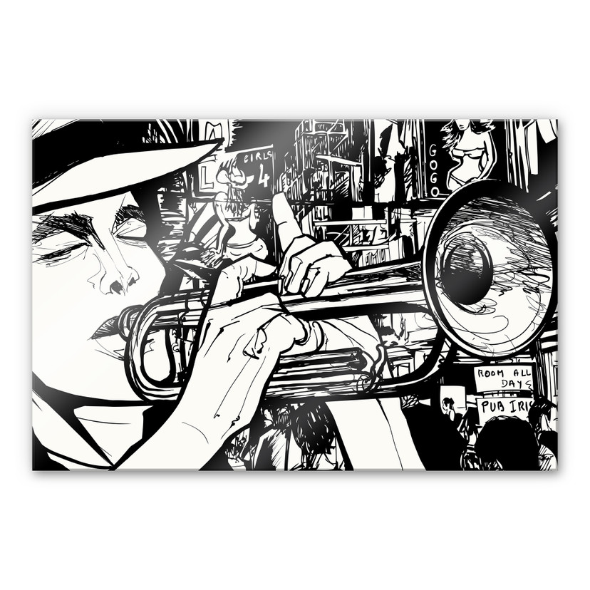 Akrylbillede Sound of a Street Musician