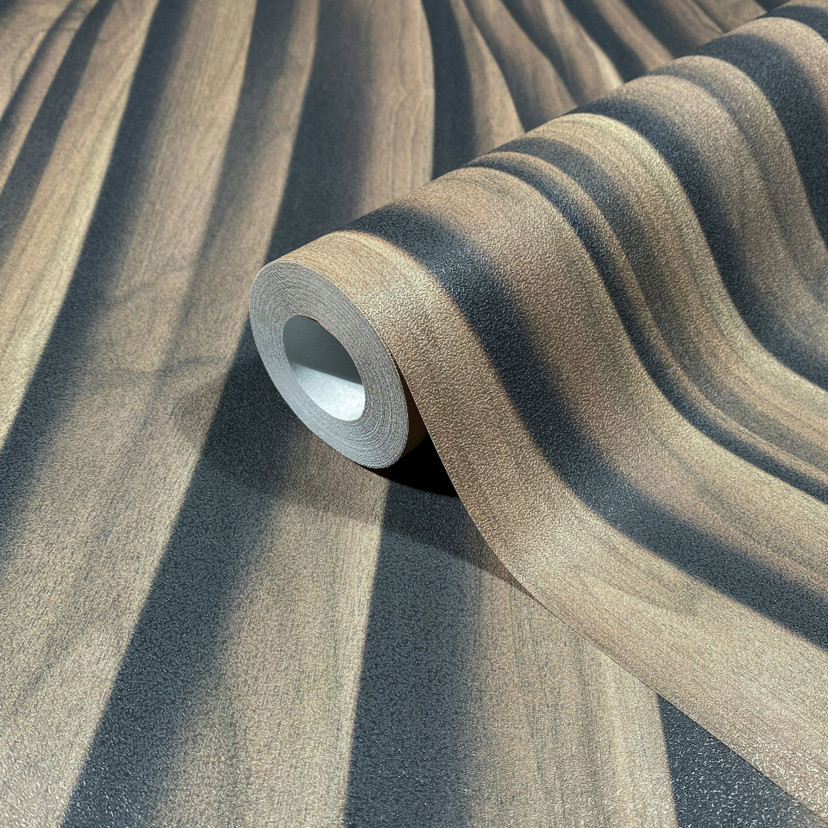 Tapeta z włókniny w kolorze brązowym z efektem 3D o wyglądzie drewna Panel 3D o nowoczesnym wyglądzi