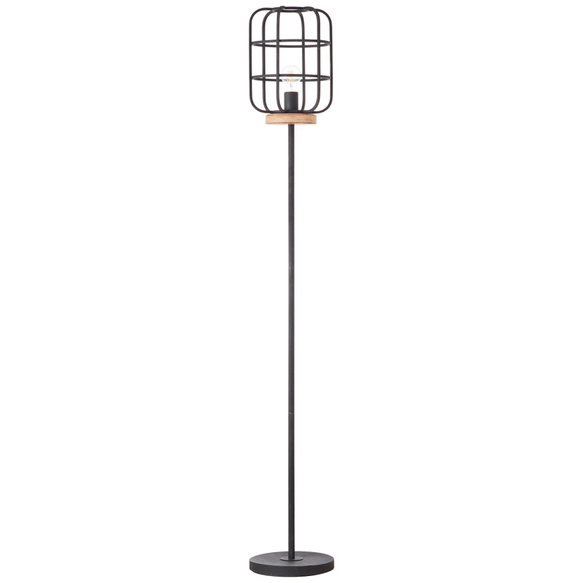 Stehleuchte Inga, braun, 163 x 25 cm, Holz Stehlampe