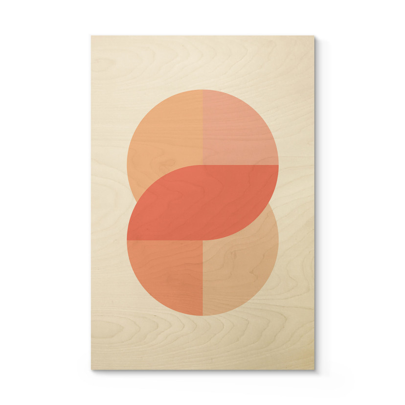 Plakat drewniany Geometryczne kształty w kolorze pomarańczowo-różowym - 1X Studio