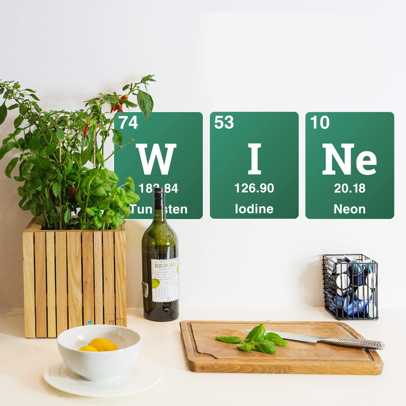 Sticker mural Wine - Mot avec le tableau périodique
