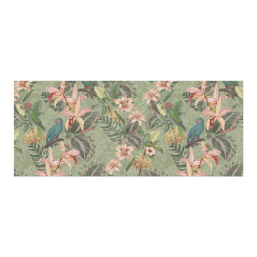 Samoprzylepny panel ścienny do kuchni dżungla z papugami zielony - Bloomery Decor