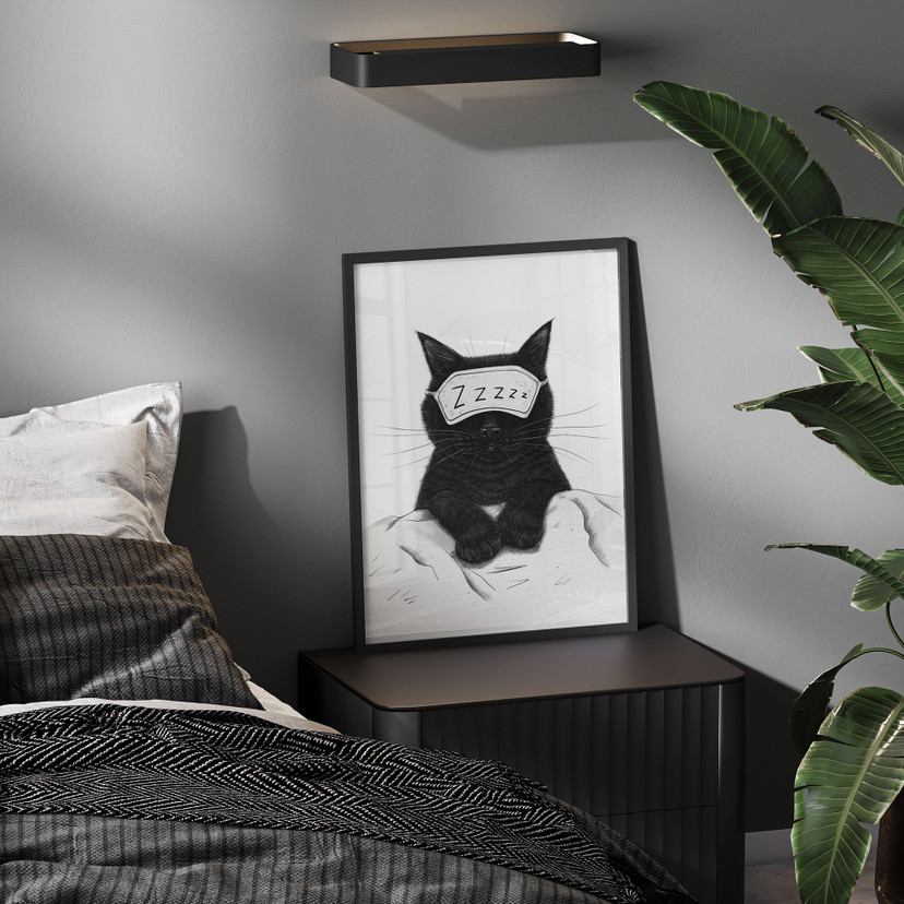 Poster Chat noir avec masque de nuit - Korenkova