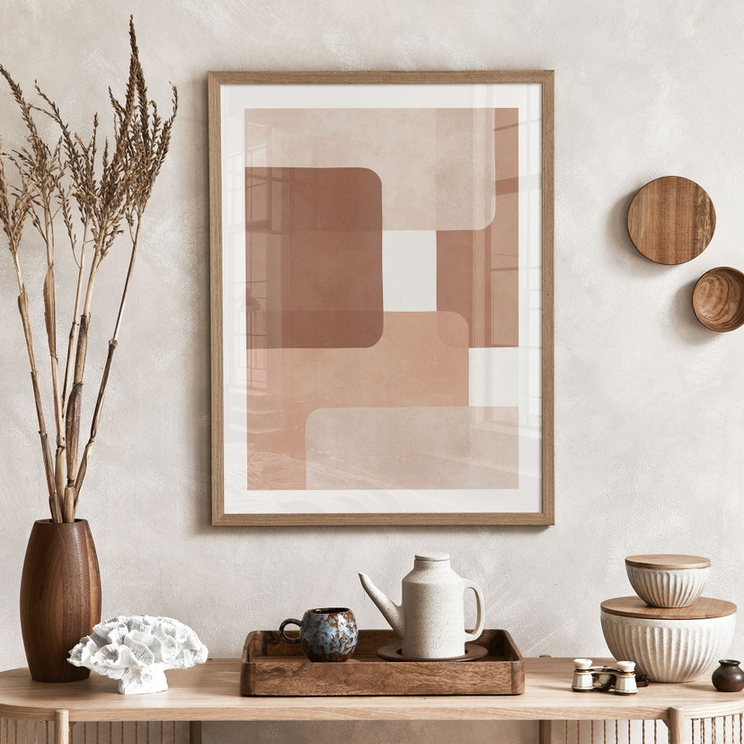 Plakat abstrakcja boho w kolorze beżowo-brązowym - Costa