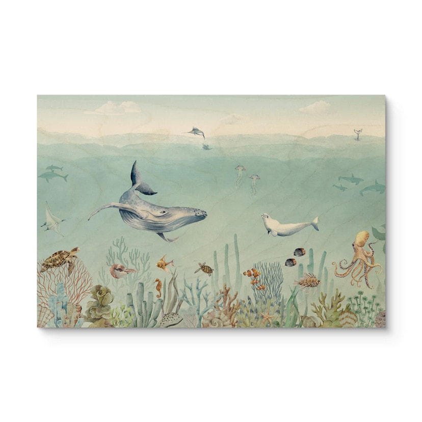 Plakat drewniany Kikki Belle - Życie morskie