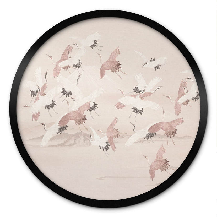 Plakat Żurawie nad jeziorem - Bloomery Decor - Okrągły