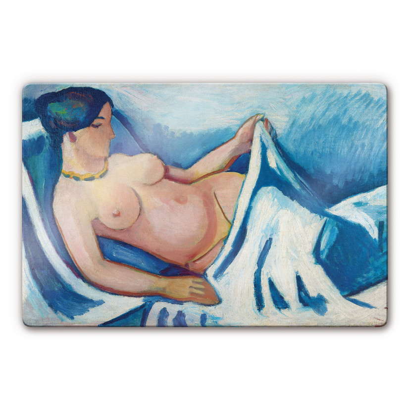 Glasbillede - Macke - Nøgenbillede af liggende kvinde