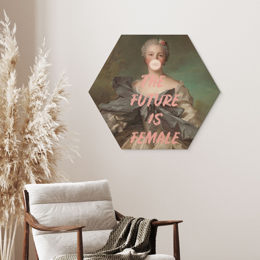 Houten Wanddecoratie De toekomst is vrouwelijk - Grace Digital Art