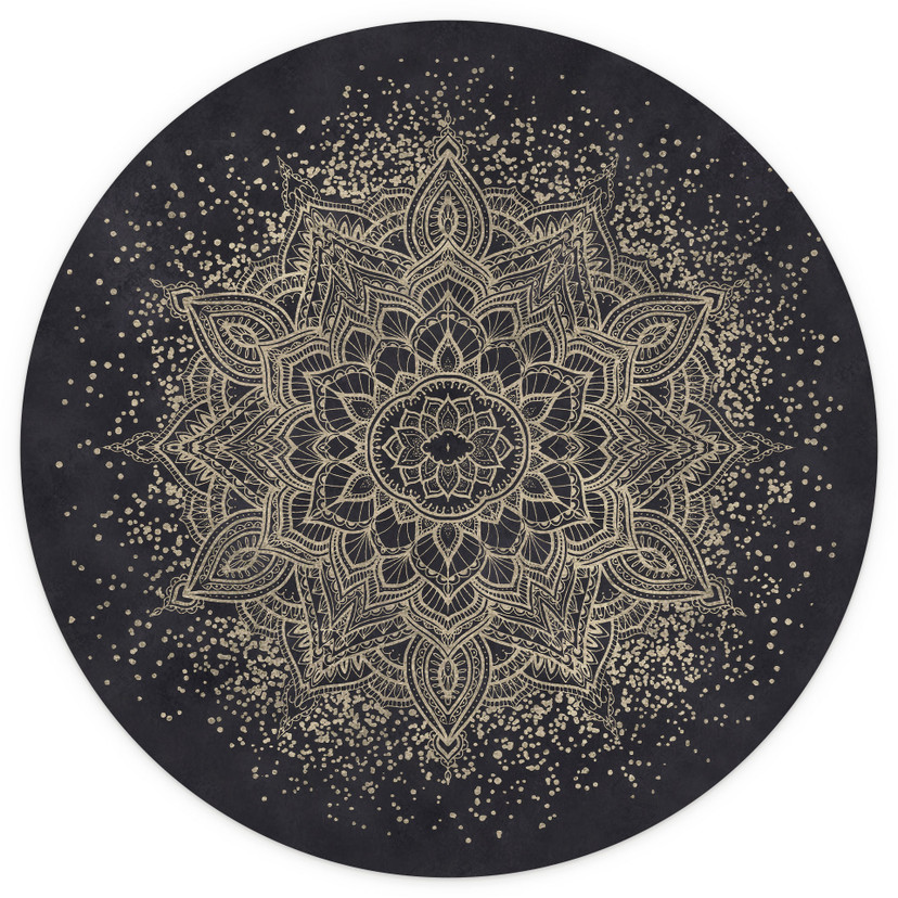 Papier peint photo Mandala élégant en noir et or - Bloomery Decor - rond - papier peint intissé/papi