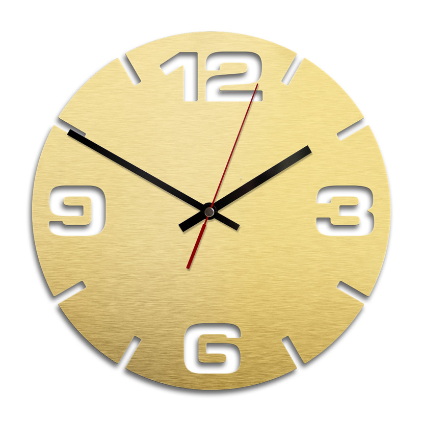 Wandklok Alu-Dibond Goud effect  Ø 28 cm