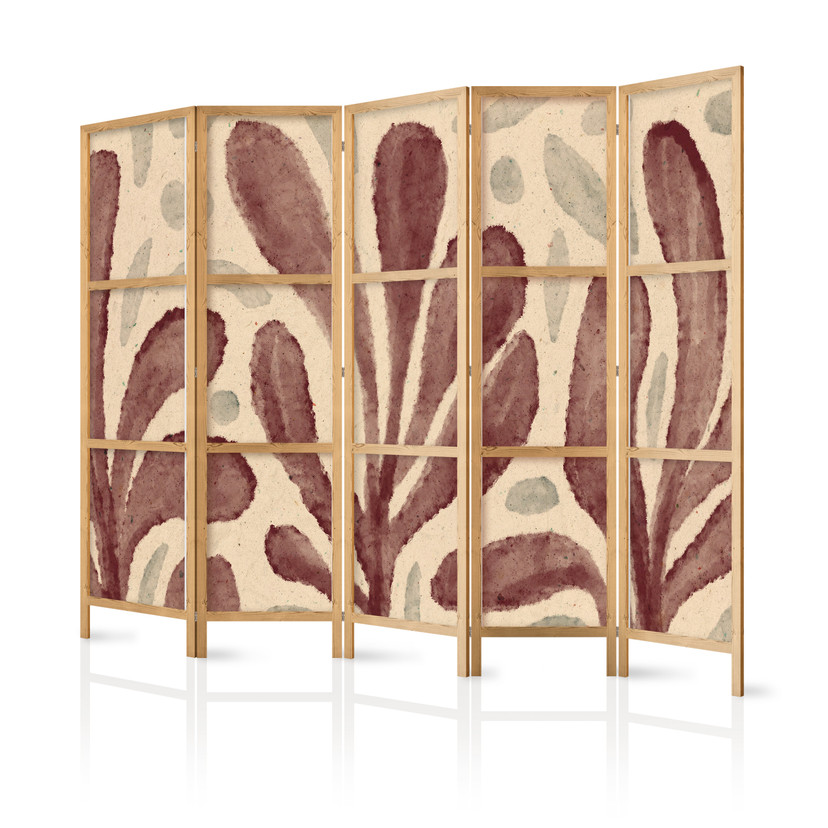 Japanischer Paravent, Raumteiler freistehend, Trennwand - Waving Leaves - Plant Shapes in Matisse St