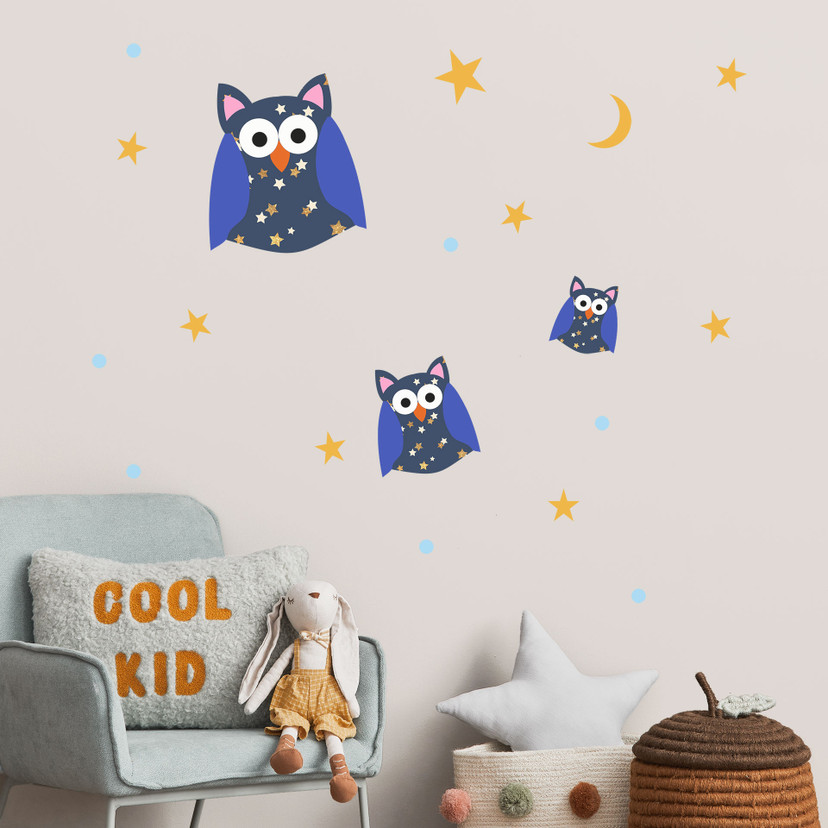 Wallsticker - Mønsterugler (sæt med 3)