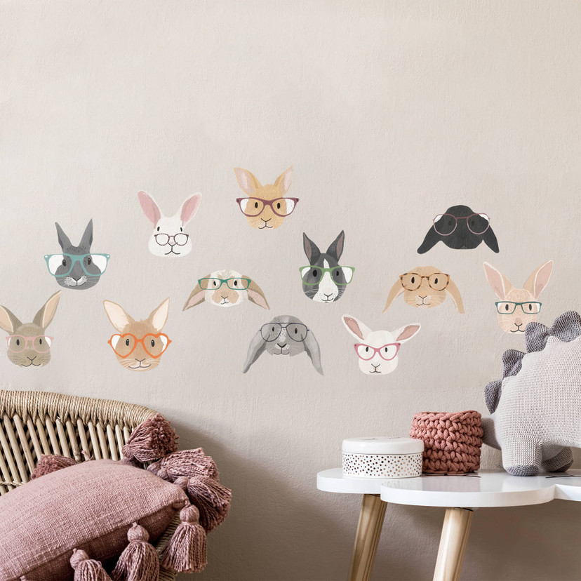 Wallsticker Kaniner med briller - Melin (12 stk.)