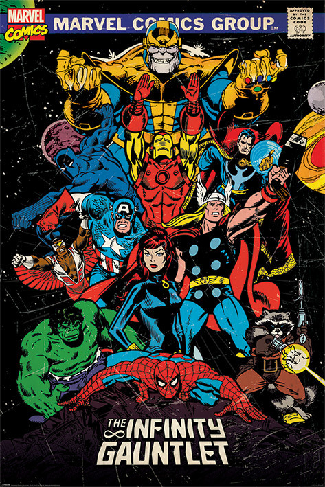 Poster, Film Poster Marvel Retro - The Infinity Gauntlet 61x91,5 cm