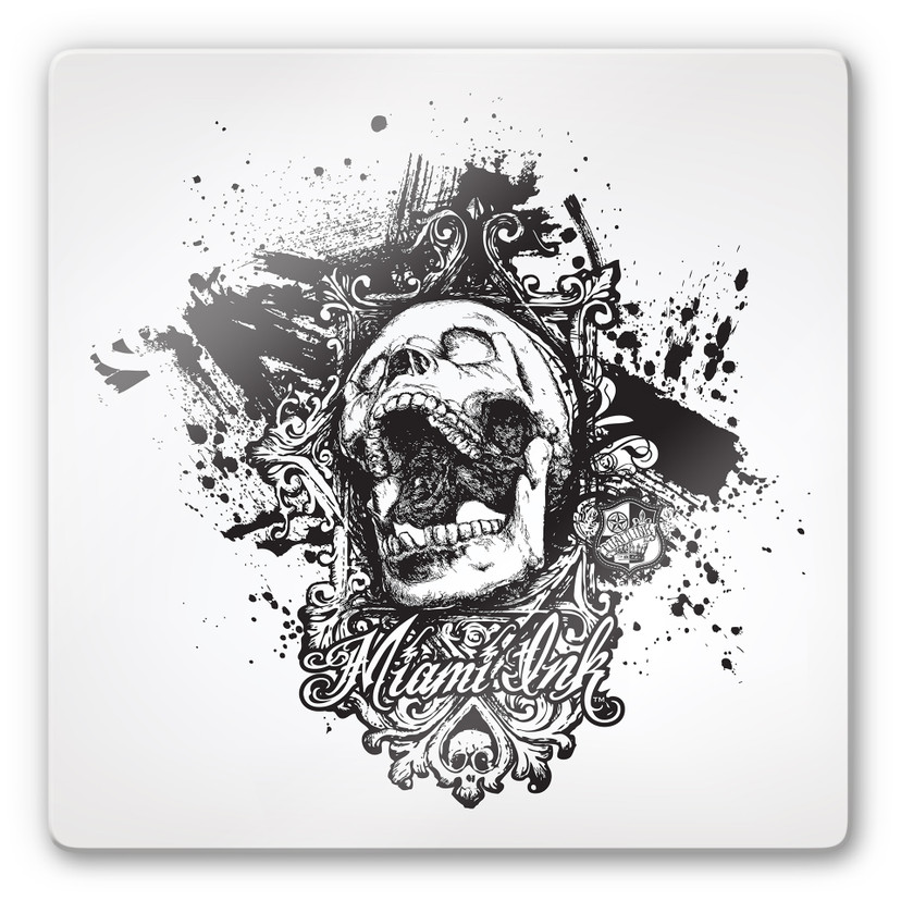 Tableau en verre - Miami Ink - Tête de mort criant