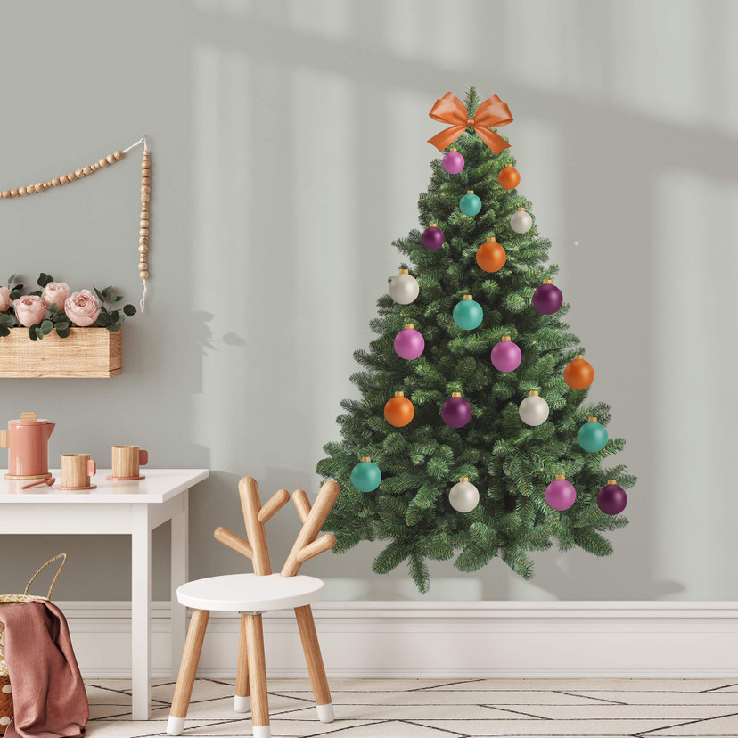 Wallsticker Juletræ til at pynte selv - farverigt