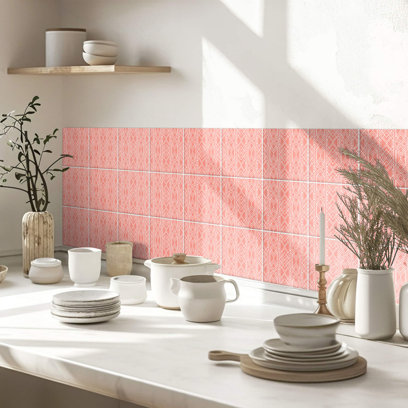 Naklejki na płytki Fredriksson - Art Deco Apricot - Zestaw 12 sztuk