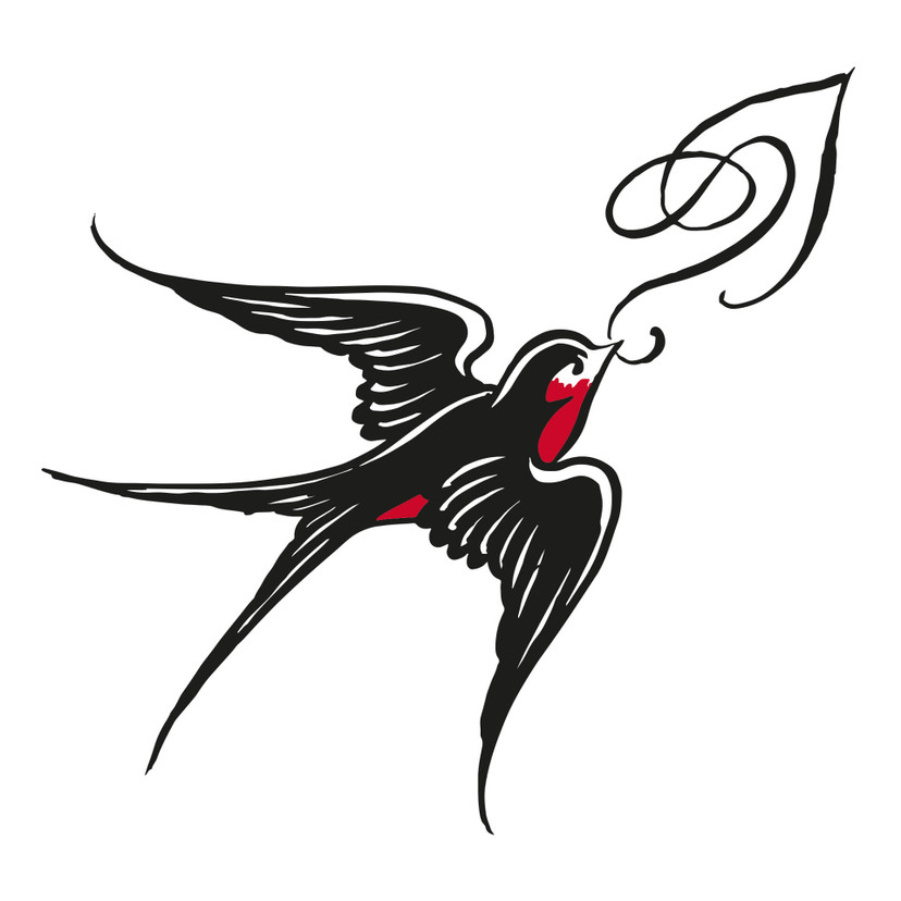 Sticker mural - Miami Ink - Hirondelle et ornement