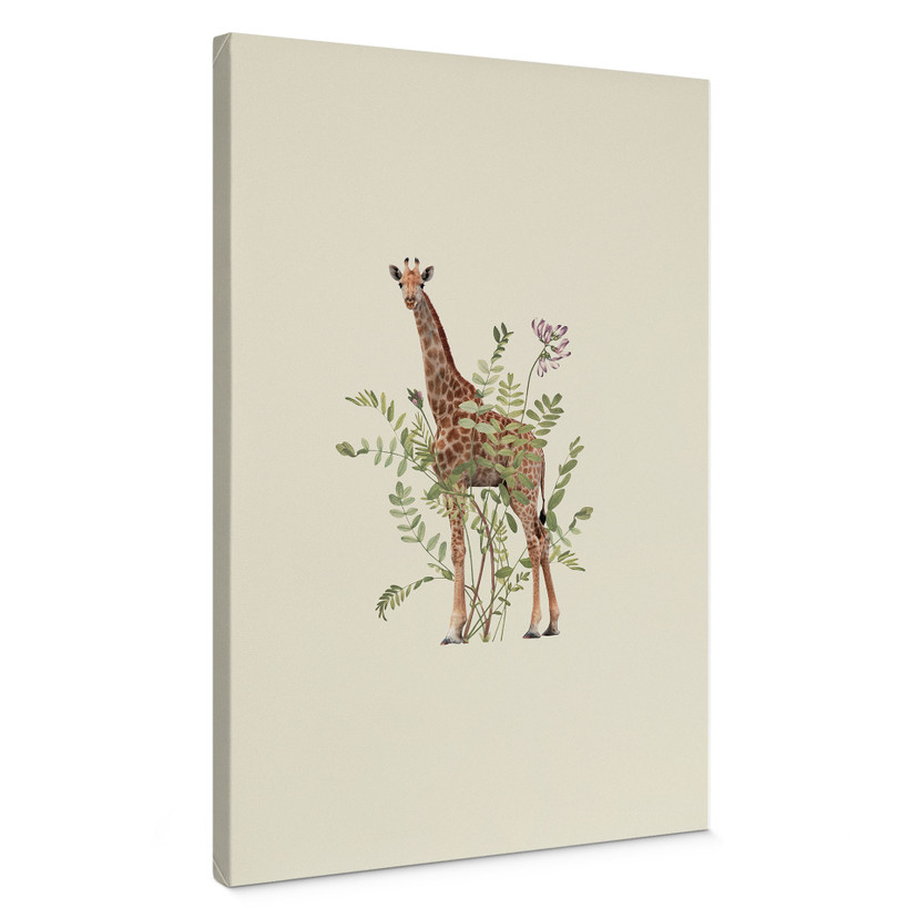 Lærredsprint - Blomstret giraf - Frida Floral Studio