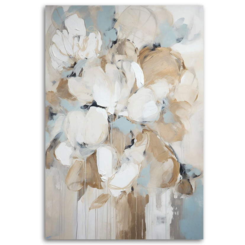 Leinwandbild Beige gemalte Blumen