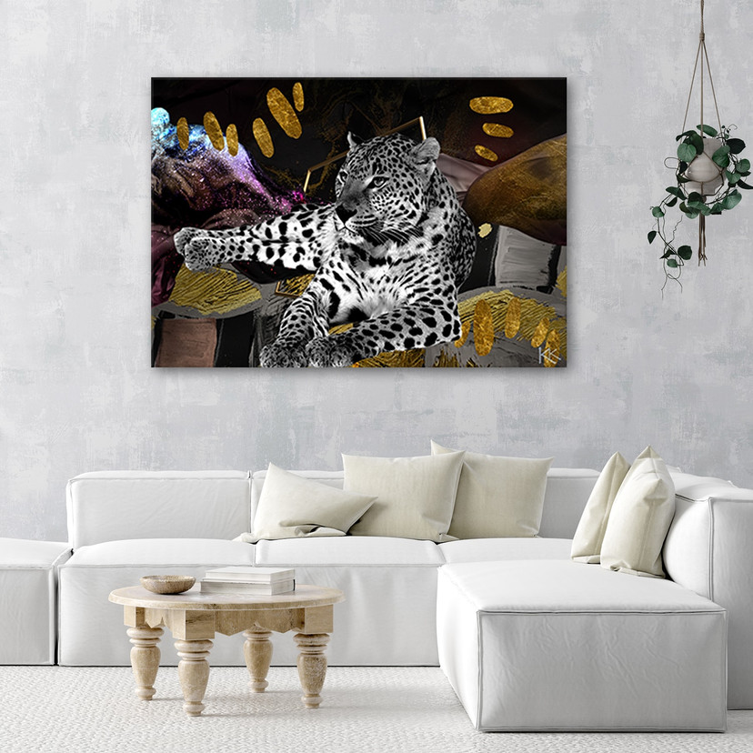 Canvasbillede, Lampart farvet abstrakt