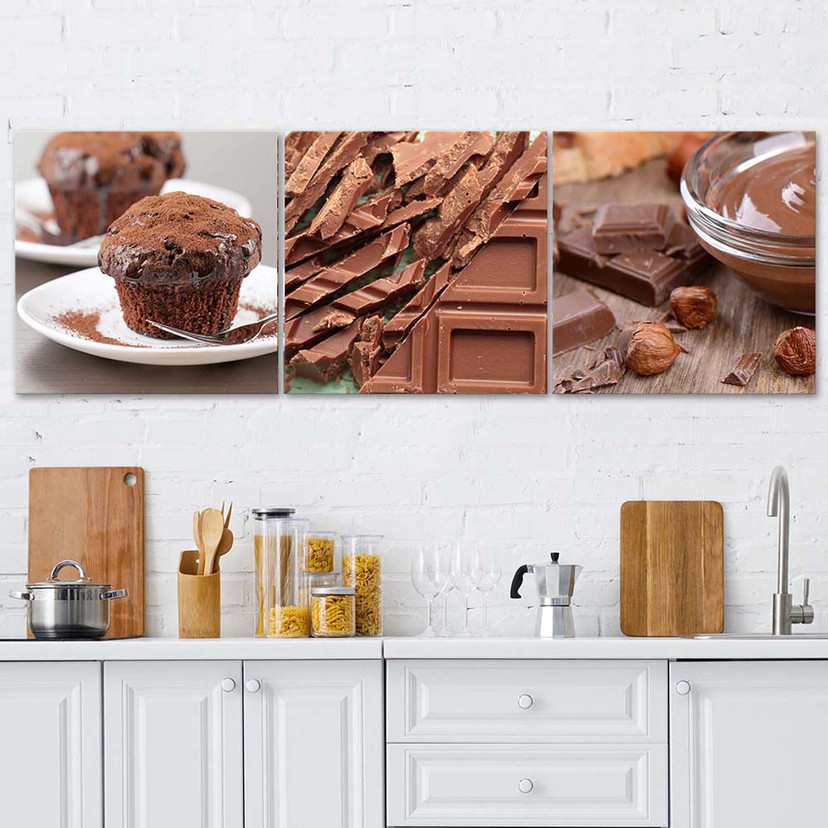 3 stykke lærredstryk, chokoladekage