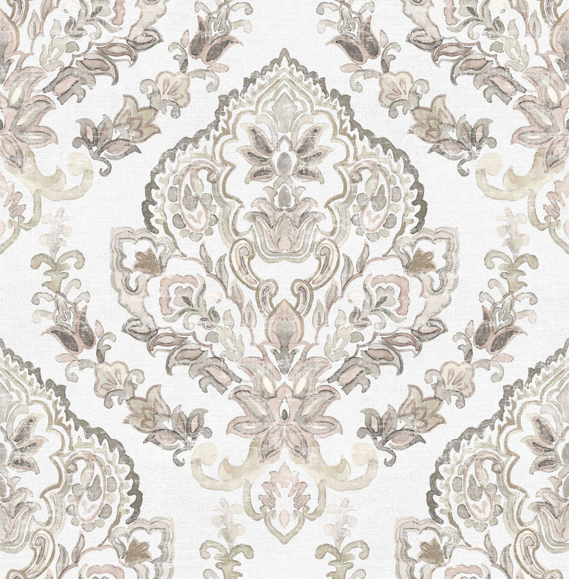 Papier peint photo Ornement médaillon Échantillon beige gris style élégant 2,7 x 2,65 m