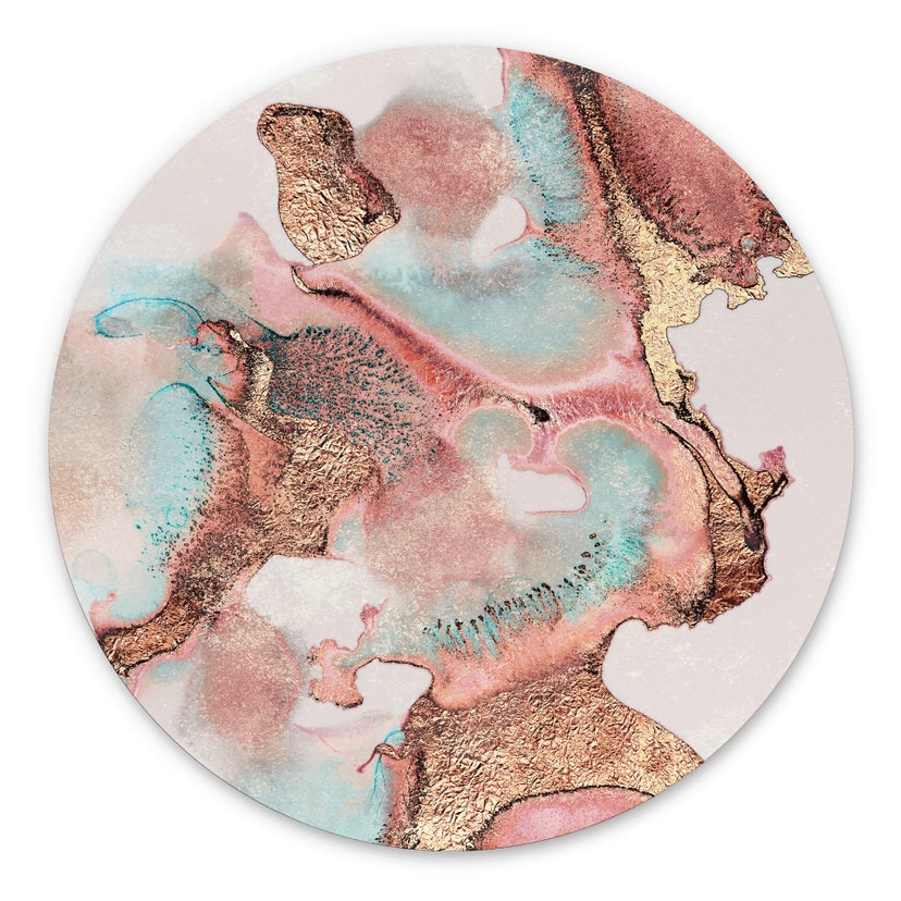 Tableau sur alu-Dibond rond Fredriksson - Golden ink with nuances in rosé