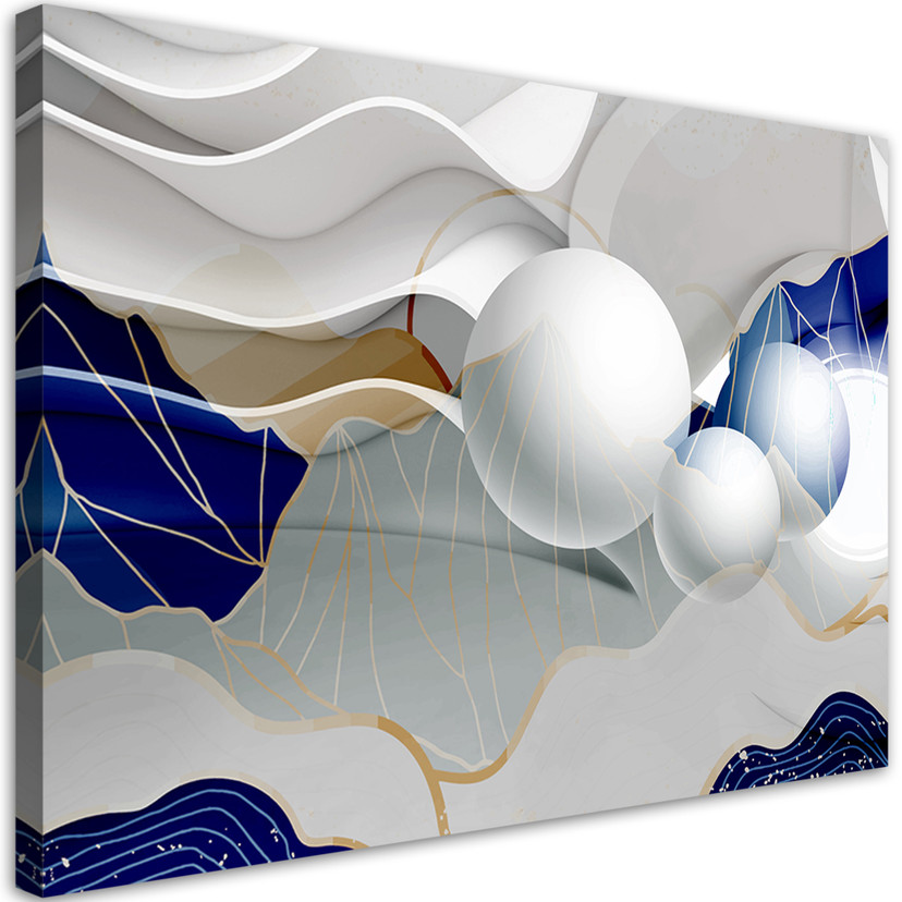 Canvasbillede, Blå sfærer 3D abstrakt