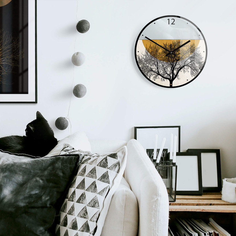 Horloge murale en verre - Kubistika - Matin d'hiver