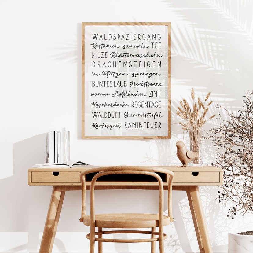 Poster Herbstliche Worte - Typografie
