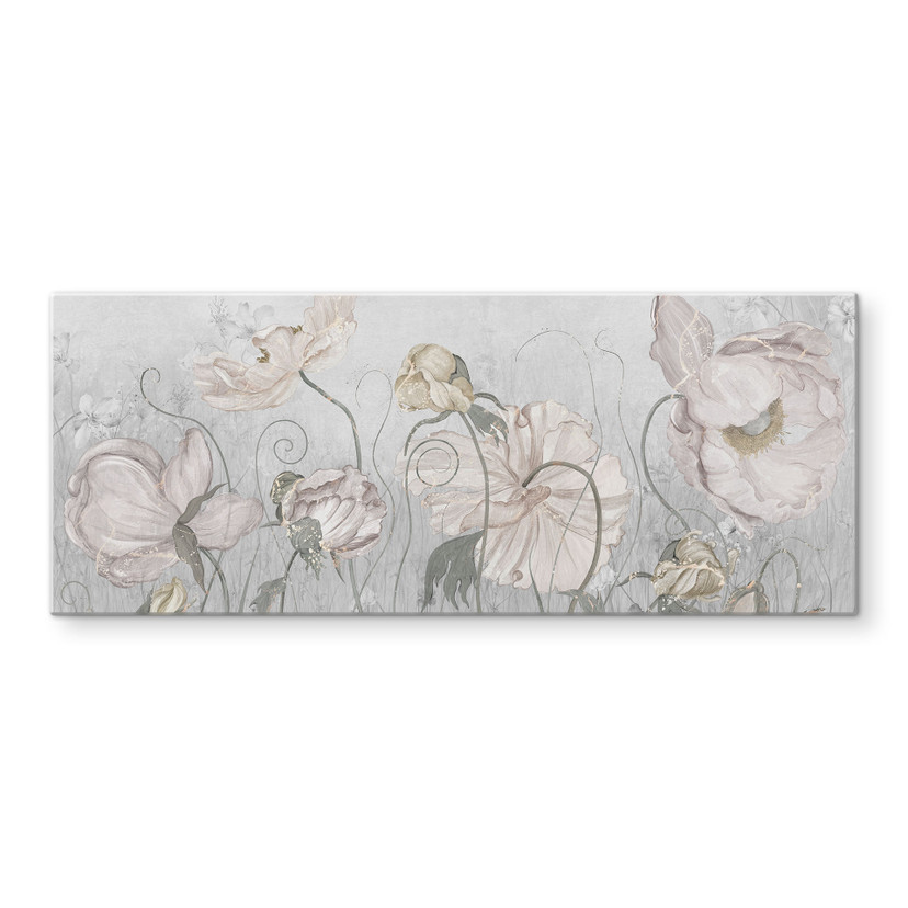 Spatscherm Bloemen in vintage stijl in grijs - Ms Tiff - Panorama