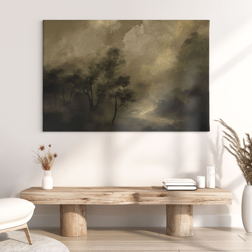 Tableau sur toile Arbres dans la brume du crépuscule - Hobday