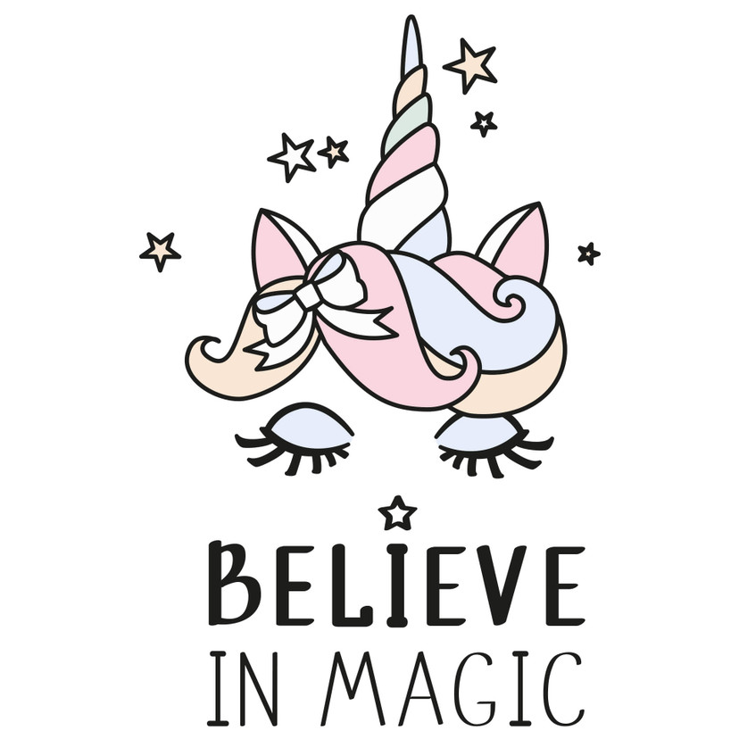 Sticker mural Kvilis - Tête de licorne Believe in magic