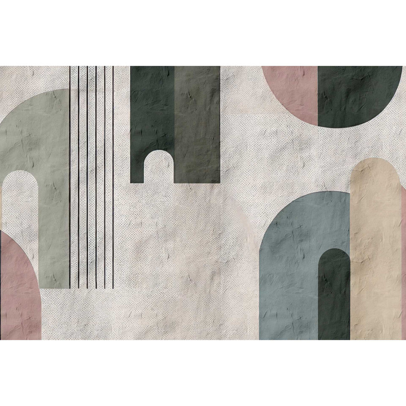Papier peint abstrait géométrique pastel - papier peint intissé design moderne