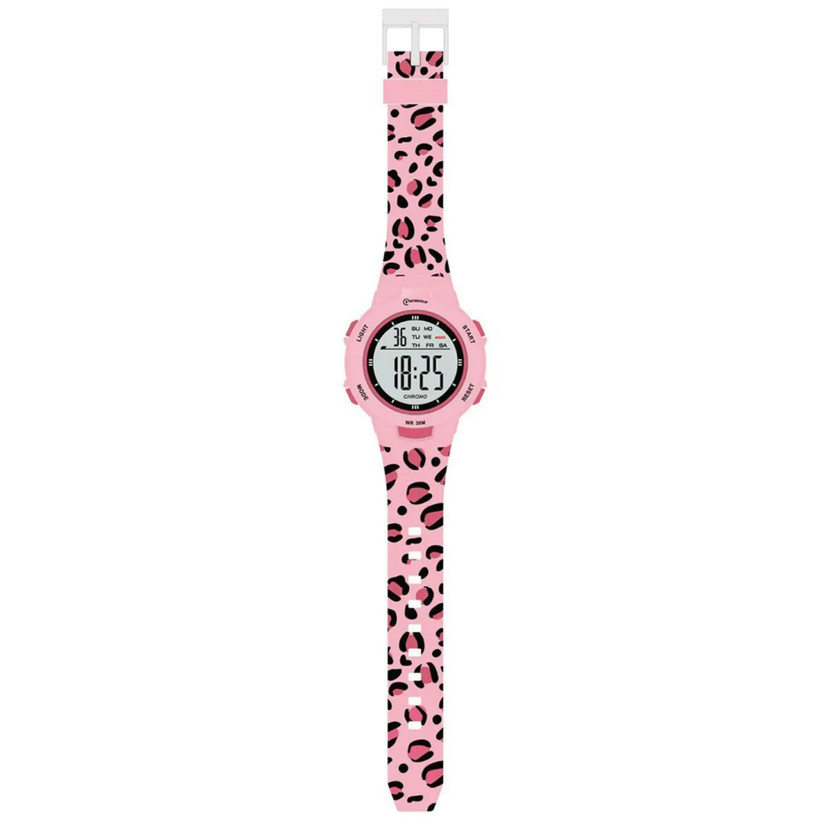 Sport Armbanduhr | Digitale Uhr für Kinder und Jugendliche | Pink Gepardmuster