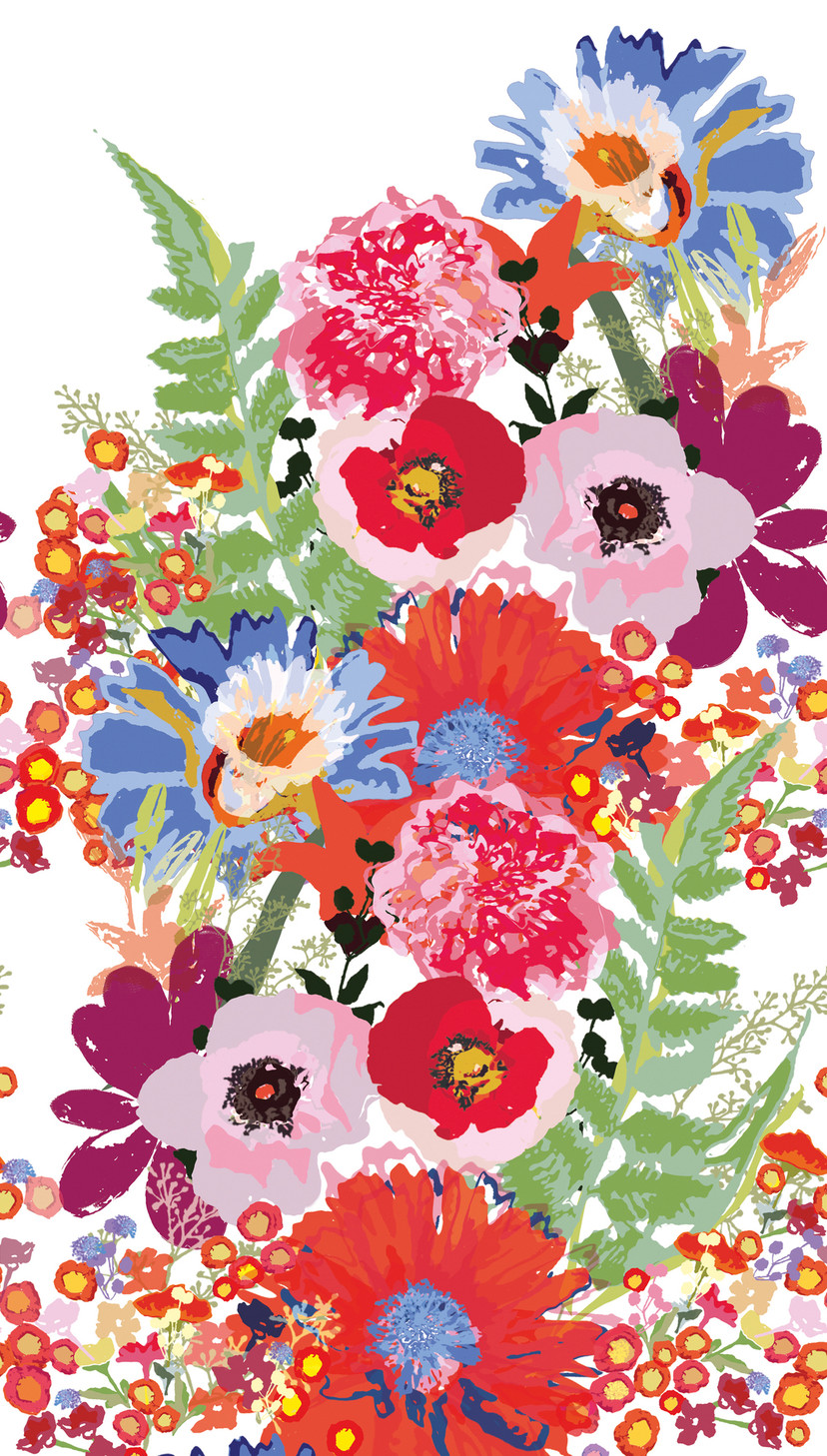 bloemen behang bont wit - vliesbehang bloemen Livingwalls - mat en glad