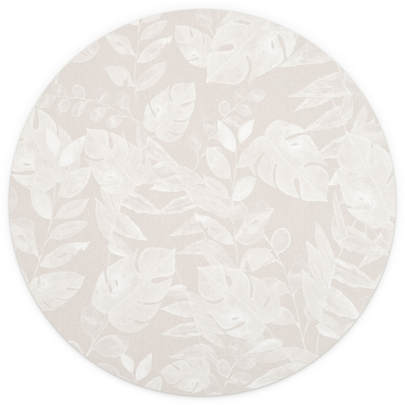Tropical Leaves Beige - Bloomery Decor - Okrągły - Samoprzylepny / nietkany
