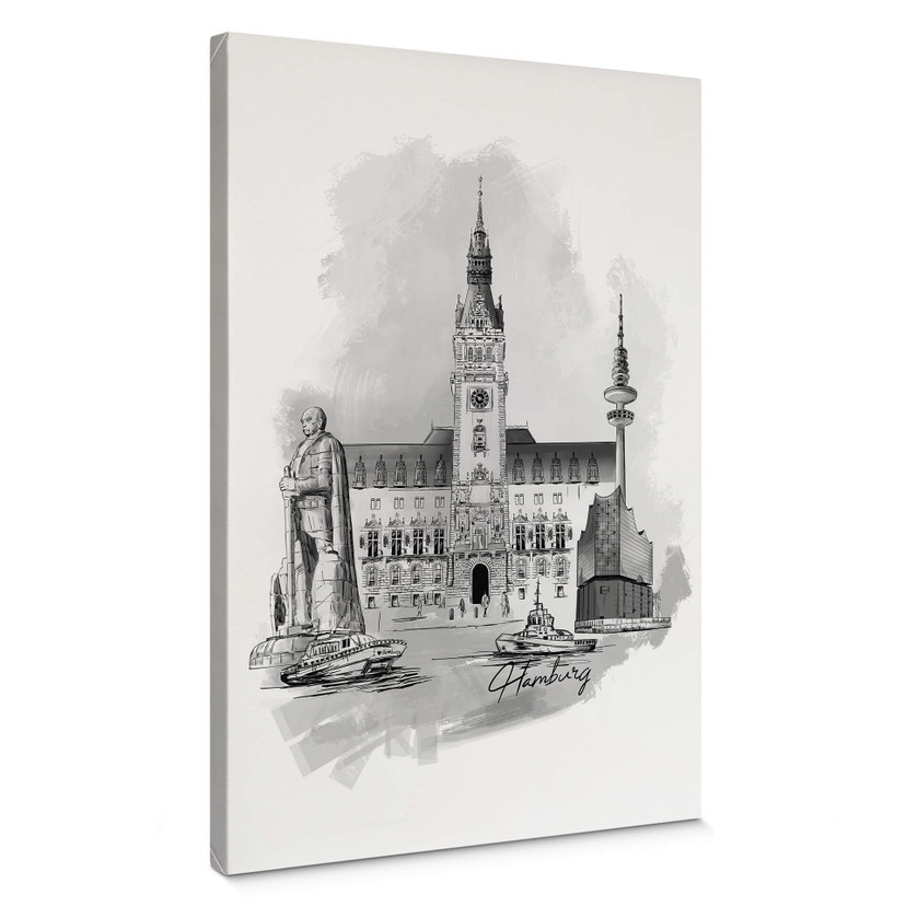 Obraz na płótnie Hamburg - Czarno-biały - Pokochaj swoje miasto