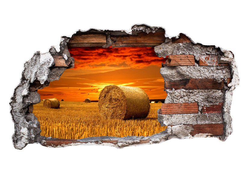 3D Wallsticker med halmballer